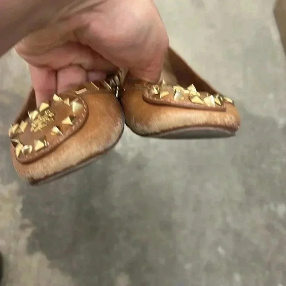 Tory burch brown leather studded ballet flats - Picture 5 of 8